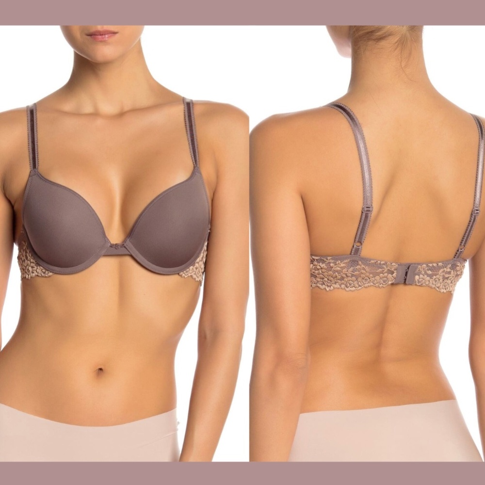 NWT $58 Wacoal‎ [ 32D US ] Embrace Lace Push-Up Bra in Mocha